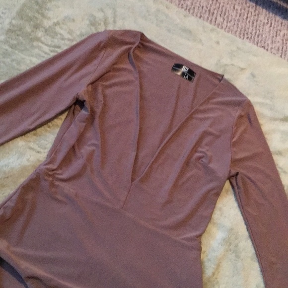 Taupe Deep V bodysuit - Picture 2 of 2